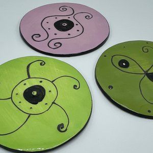 Vintage set of 3 Kri Kri Studio 4 1/2" ceramic coasters